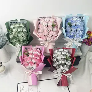 18 Rose Artificial Flower Bouquet Gift Box, Artificial Roses Bouquet, Wedding Centerpiece Decor, Bridal Handout, Valentine's Day, Birthday, Christmas Present