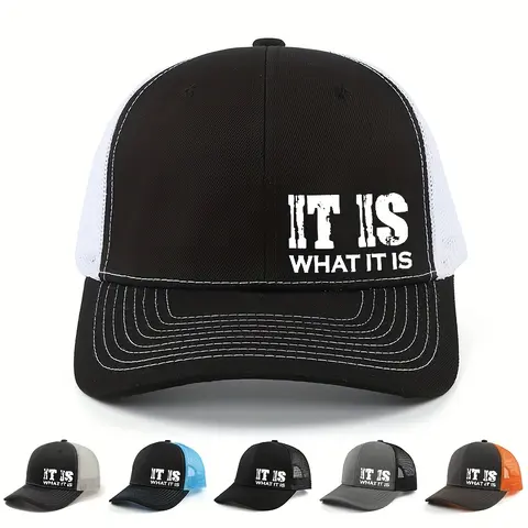 Unisex Adjustable Streetwear Mesh Trucker Hats - Polyester Breathable Vented Sunscreen Structured Crown Cap, Bold Black Text/Sarcastic/Inspirational Slogan Logo, Adult Casual Outdoor Fashion Accessory with Shared Vibe, Adjustable Streetwear Hat, Bold Blac