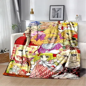 Candy Candy Anime Throw Blanket - Vintage 80s Anime Flannel Blanket, Ultra Soft Cozy Throw for Couch Bed, Perfect Gift for Candy Candy Fans