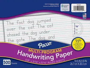 Multi-Program Handwriting Paper 10-1/2" x 8", Ruled Long D'Nealian Grade K / Zaner-Bloser Grade 1