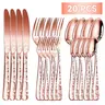 20-Piece Floral Pattern Stainless Steel Cutlery Tableware Set, Elegant Engraved Flatware Service for 4 Includes Forks Knives Spoons, Mirror Polished Dining Utensils for Home, Special Occasions, College Dorm Essentials and Back to School Gifts