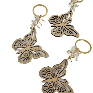 12pcs Recuerdos para Quinceañera laser cut Wooden Keychains, Llaveros para Quinceañera Mariposa