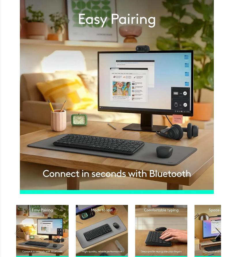 Logitech MK250 Bluetooth Wireless Mouse and Keyboard Combo: Fast & Easy Connectivity, Compact Wireless Keyboard, Ambidextrous Mouse (Graphite) - Wireless Bluetooth Keyboard - Graphite - Wireless B