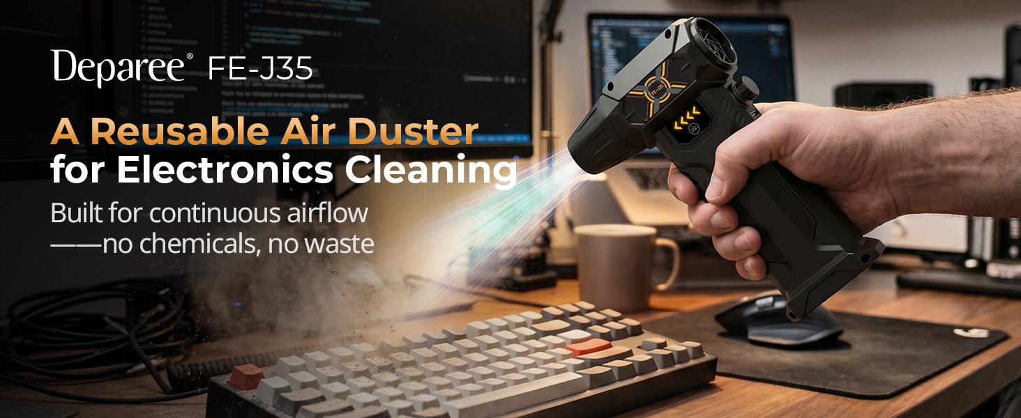 Cordless Electric Air Duster - 150000RPM High-Speed Turbo Jet Handheld Fan, 8000mAh High-Capacity Rechargeable Plastic Portable Dust Cleaner, Built-In Lithium Ion Battery for PC Keyboard, Car Interior