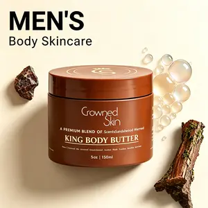 Crowned Skin King Body Butter 150ml, Men's Fragranced Moisturizer with Sandalwood, Amber & Bourbon, Pheromone Infused Long-Lasting Scented Lotion for Dry Skin