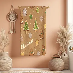 1Pc Christmas Cartoon Cookies Snowflakes Brown Bathroom Hand Towel Bath Towel, Multiple Size Microfiber Towel, Ultra-Soft Quick Dry and Absorbent Polyester Large Bath Towel, Unique Home Decorative Kitchen Towels, Fes