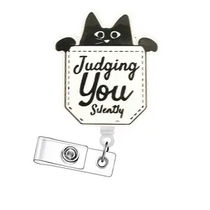 Funny Retractable Badge Reel, Acrylic ID Holder with Clip for Nurses, Doctors, Students & Office Staff, 15pcs Set