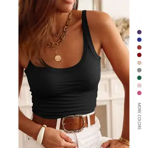 Danedvi Womens Scoop Neck Ribbed Knit Tank Top Sleeveless Cotton Wife Beater Camisole Shirts