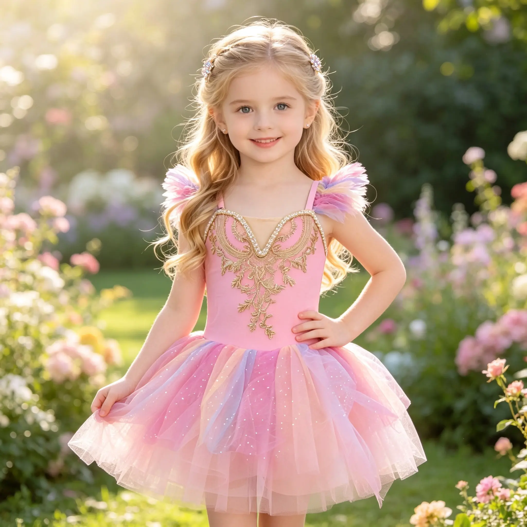 Toddler Girls Ballet Tutu Dress Gold Embroidery Off Shoulder Leotard Costume Sparkle Gradient Tulle Skirt For Dance Class Birthday Photoshoot