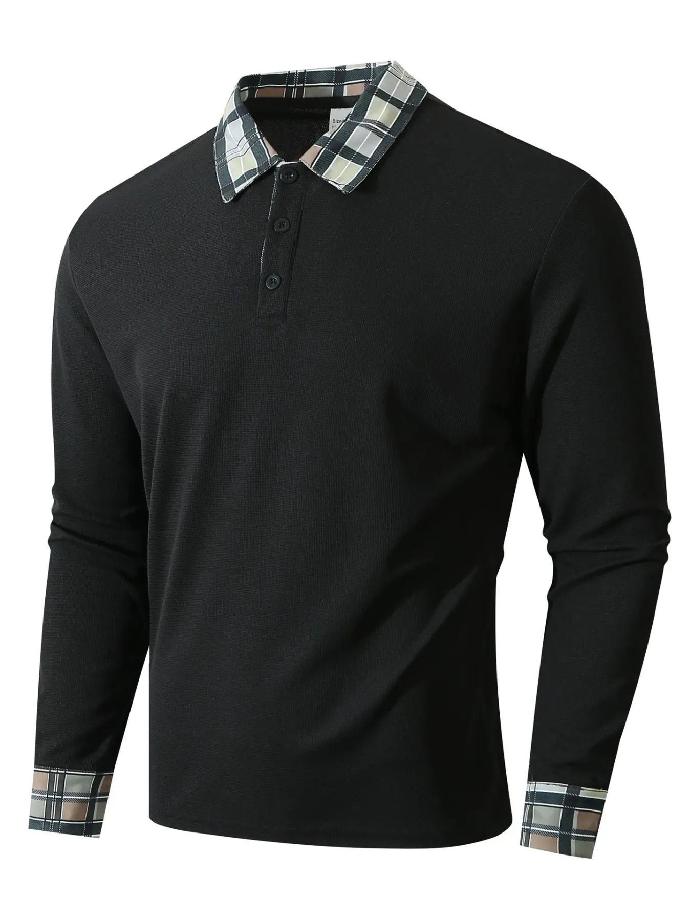 Men's regular fit long sleeve polo shirt, casual fashion button-up collar top, suitable for spring and autumn seasons, daily wear men's clothing