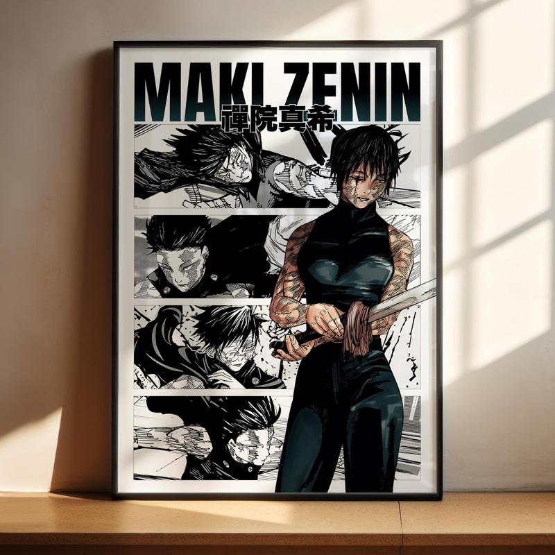 Jujutsu Kaisen Anime Poster, JJK Maki Zenin Anime Art Print Decor Posters - NO FRAME