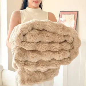 Thick Bubble Imitation Rabbit Fur Blanket, Soft Skin-Friendly, Warm Comfortable, Office Nap, Bed, Sofa Cover, Outdoor Camping, Multiple Sizes, Throw Blankets, Fluffy Blanket