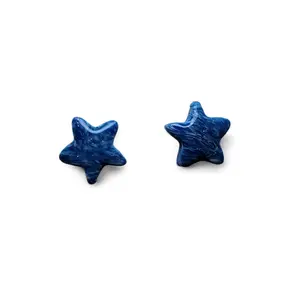 Blue Faux Marble Star Handmade Polymer Clay Stud Earrings