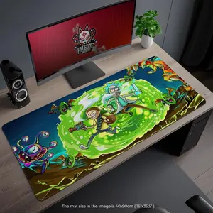 Rick and Morty Alien Portal Desk Mat, Green Portal Gaming Mouse Pad, Fan Gift