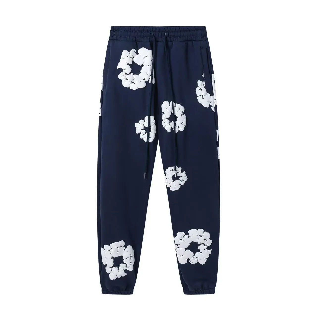 Foam navy blue pants��White flower wreat