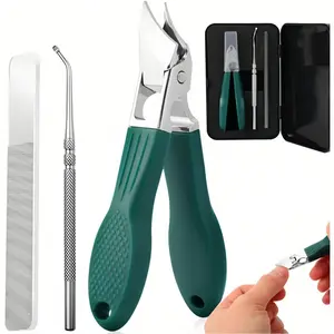 Essential for thick nail users! 3-Piece Green Eagle Beak Nail Clipper Set: cuts thick nails, lifts ingrown nails, files nails. Stainless steel, durable, fit for home/travel!