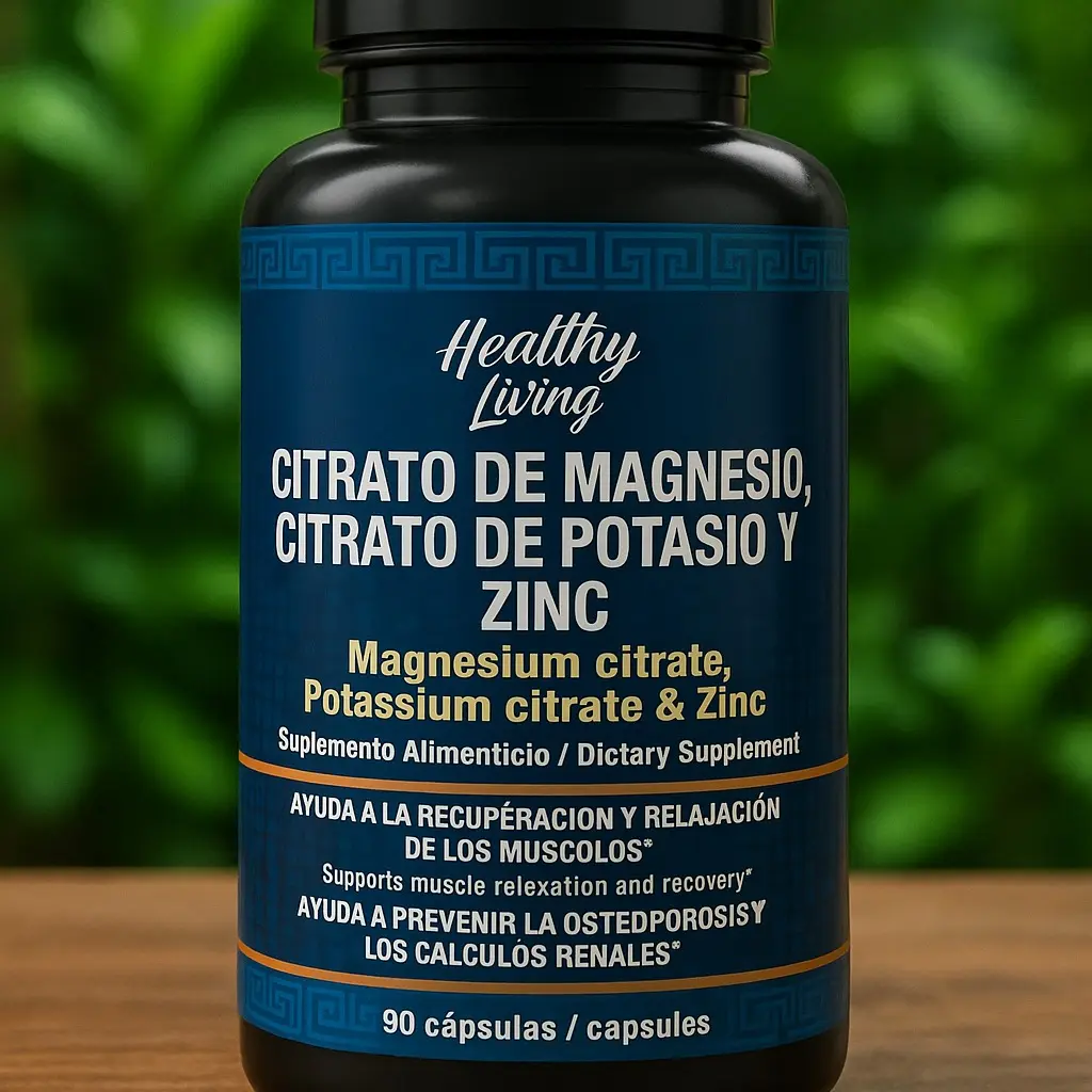 Healthy Living Wellness Mineral Supplement Capsules (90 Count) - Magnesium Citrate, Potassium Citrate & Zinc for Active Lifestyles, Muscle Function, Electrolyte Balance, Energy Production