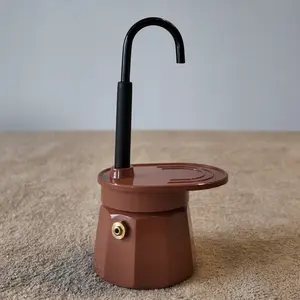 1-cup (50ml) chocolate-colored aluminum single-head mocha pot, brown espresso maker, lightweight, vibrant color, stove-top compatible (holiday, birthday, Christmas gift)