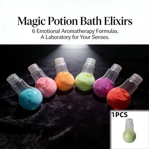 Magic Potion Bath Salts Set, 6 Color Emotionally Charged Aromatherapy, Lab Bottled Bubble Bath Powder, Perfect Gift for Him & Her