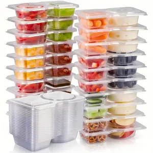 20Pcs Reusable Double Compartment Snack Containers with Lids - Portion Control Snack Pack, Meal Prep & Travel Snackle Box - Camping Kitchen Food Storage Essentials
