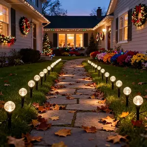 20pcs Solar Bubble Ground Lights, Christmas Atmosphere LED String Lights, 8 Lighting Modes, Water Resistant, Outdoor Pathway Decorations, Solar Garden Lights, Solar Landscape Lights