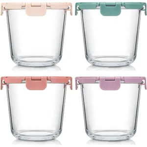 [UPGRADED LID] 6 Sets 3 Cup/24oz Borosilicate Glass Meal Prep Containers with ,  Storage Bowl Jars for Soup Leftover Meal Lunch Oats Fruit Deli Salads - Microwave, Oven, Freezer Safe -