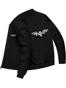 Trendy Casual Personality Bat Letter Printed Jacket for Daily Street Wear and Fashionable Outfits