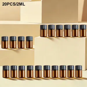 20pcs amber glass essential oil bottle, perfect for carrying outdoors -2mL Storage Bottles