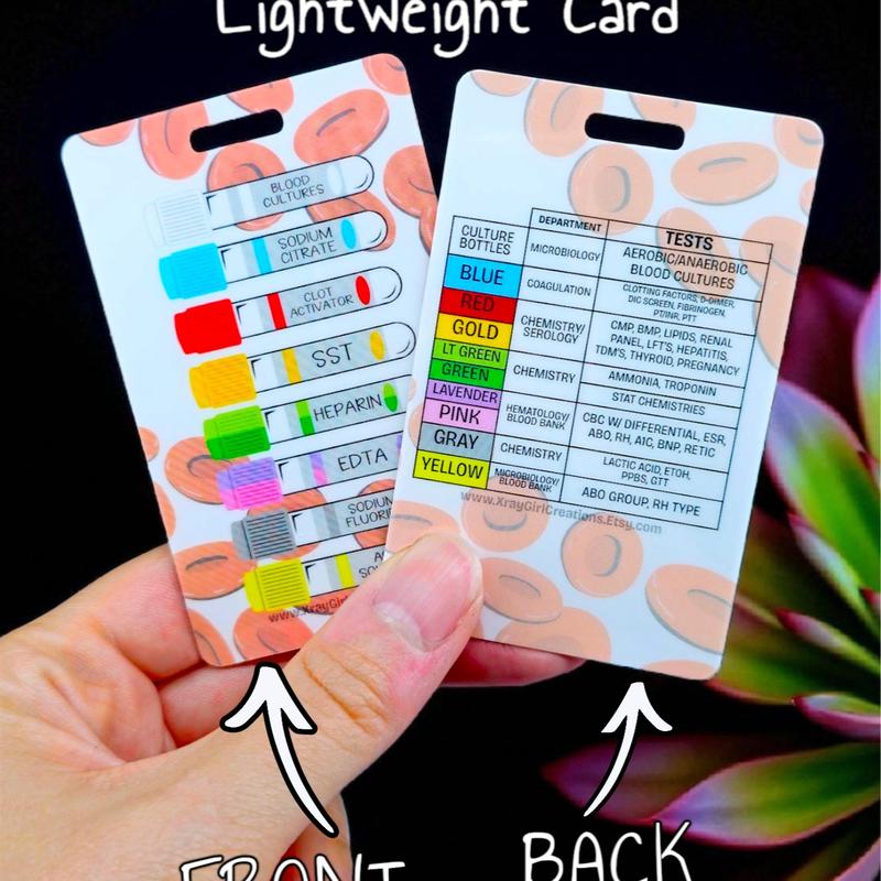 Phlebotomy Badge Buddy - Order of Blood Draw Cheat Sheet - Badge Reel for Lab Techs - Light Weight Reference Card for Phlebotomists and Nurses