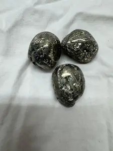 Pyrite Crystal Tumble 3 Pieces Manifest With Pyrite Unisex Natural Gemstone day gift Home Bulk Velvet Green crystal jewelry High Quality