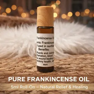 Pure Frankincense Oil 5ml Roll-On Natural Relief Healing for Muscle Joint Pain & Wound Healing - Gentle Healing Solution
