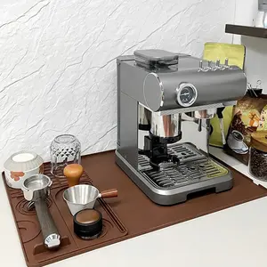 OANKR 39X58cm Coffee Maker Pad, 25X20cm Espresso Tamping Mat, Anti-slip Mat for Kitchen Bar Counter Drain Tray