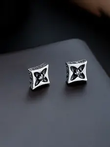 Zirconia Inlay Rhombic Four-Leaf Clover Earrings, No Piercing Pain-Free Jewelry, Unisex Trendy Hip-Hop Fashion Accessory