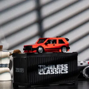 Red Retro Classic Car Building Block Set with Container,479pcs  ,1:32 Golf Model Car,, Toy Car Building Blocks, Ideal Birthday Gift for kids and Car Enthusiasts, Party Favor, Halloween Gift, Christmas Gift, birthday  Present