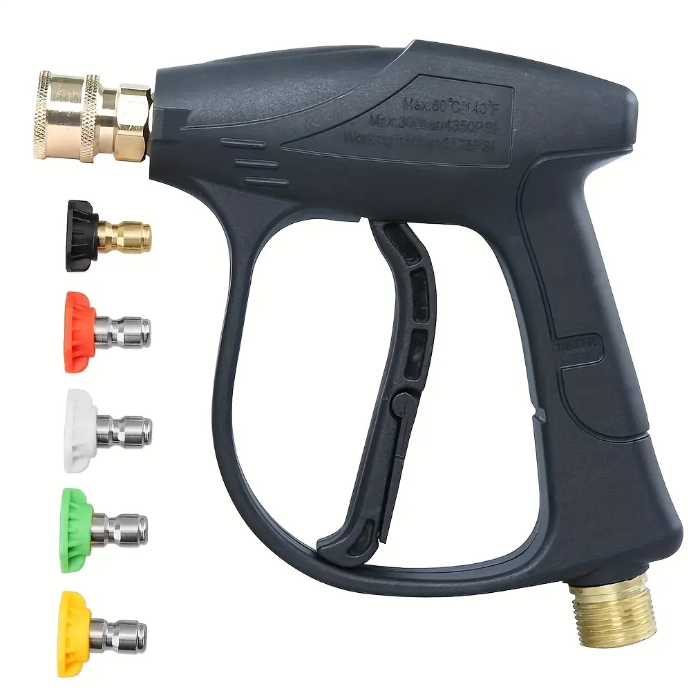 New High Pressure Cleaning Water Gun Power Washer Lance 3000psi Maximum Pressure, 1/4 Inch Quick Connection, M22-14 Hose Interface for Home & Garden Cleaning Car Wash Jet High Pressure Spray, Car Wash Nozzle Heavy Duty Pressure, Pressure Cleaning Tools