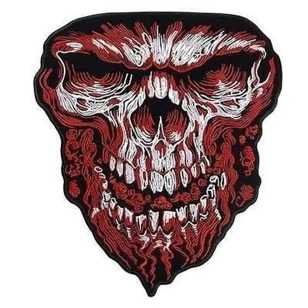 Giant Red Skull Scary Mc Club Large Biker Back Patch 8" x 10"