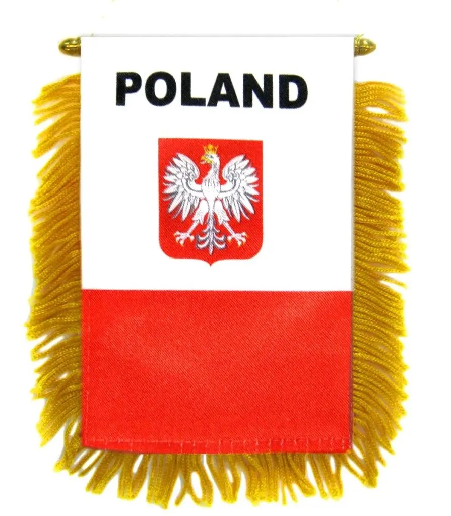 Double-Sided Plastic Polish Eagle Mini Banner with Glass Hanger, Patriotic Decoration Flag for Home Decor, Festive & Party Backdrops, Patriotic Decoration Flags