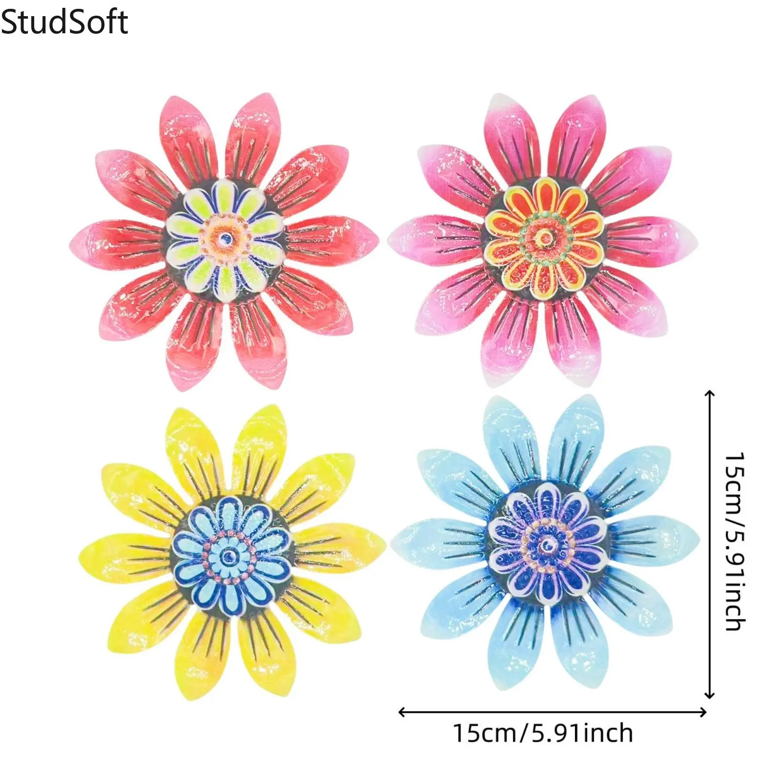 Floral Iron Wall Decor, 4-Piece Rustic Art Ornaments for Outdoor Patios, Gardens, and Fences, Four-Piece Set,back to school,back to school haul