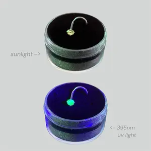 Uranium Glass Titanium Corkscrew Nose Stud - Implant Grade ASTM F136 Titanium