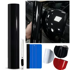 FONESO Super Glossy Car Body Sticker with Cutter and Hand Tool Kit, 60x12 inch Car Vinyl Film Wrap Protector Sticker, 5 FT x 1 FT Self-Adhesive Air Bubble Free Easy to Install, Universal For All Cars SUVs Sedan Coupe Truck Pickup Bike Motorcycle 30*150cm