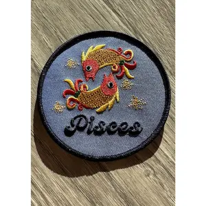 Pisces Water Sign Astrological Horoscope Symbol Embroidered Patch Iron on 3.5