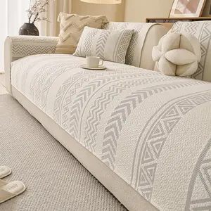 Simple Style Chenille Sofa Cushion, Cool Ice Silk Sofa Protector, Couch Protector, Perfect for Living Room Bedroom Office, 100% Polyester Fiber