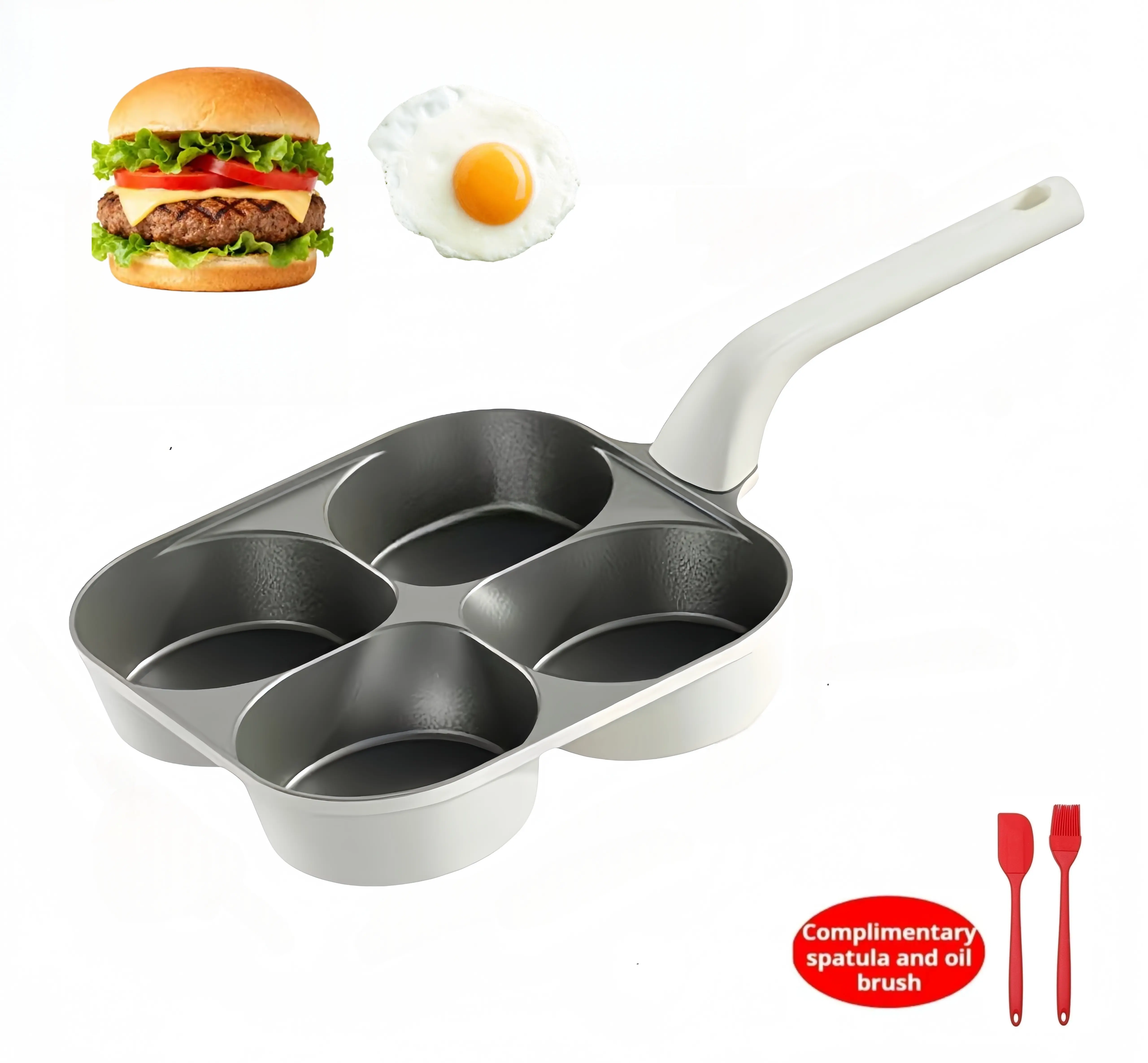 4-Hole Titanium Non-Stick Skillet with Safe-Grip Anti-Scald Handle, Cookware for Eggs & Pancakes, Heat-Resistant, Easy to Clean, Gas & Induction Stove Compatible, Valentine's Day Gift for Home Cooking Enthusiasts