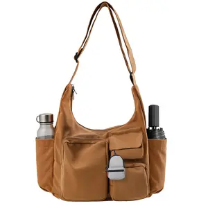 Tote Bag Canvas Multifunctional with Adjustable Straps & Detachable Mini Pack Lightweight Durable Unisex Bag for School Commute Travel 35cm x 35cm x 15cm Multi-Pocket Design Cream Black Green Orange