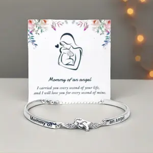 Letter & Wing Design Cuff bracelet, Fashionable Jewelry for Women, Elegant All-match Fashion Accessories for Daily Wear, Personalized Angel Ring, Engraved Ring