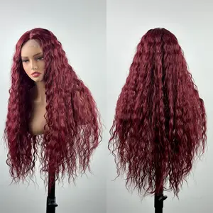 Ourwigs Long Curly Lace Front Wigs for Women 26Inch Deep Wave Loose Wave 13x5x1 HD Transparent Lace Water Wave Frontal Synthetic Hair with Natural Hairline