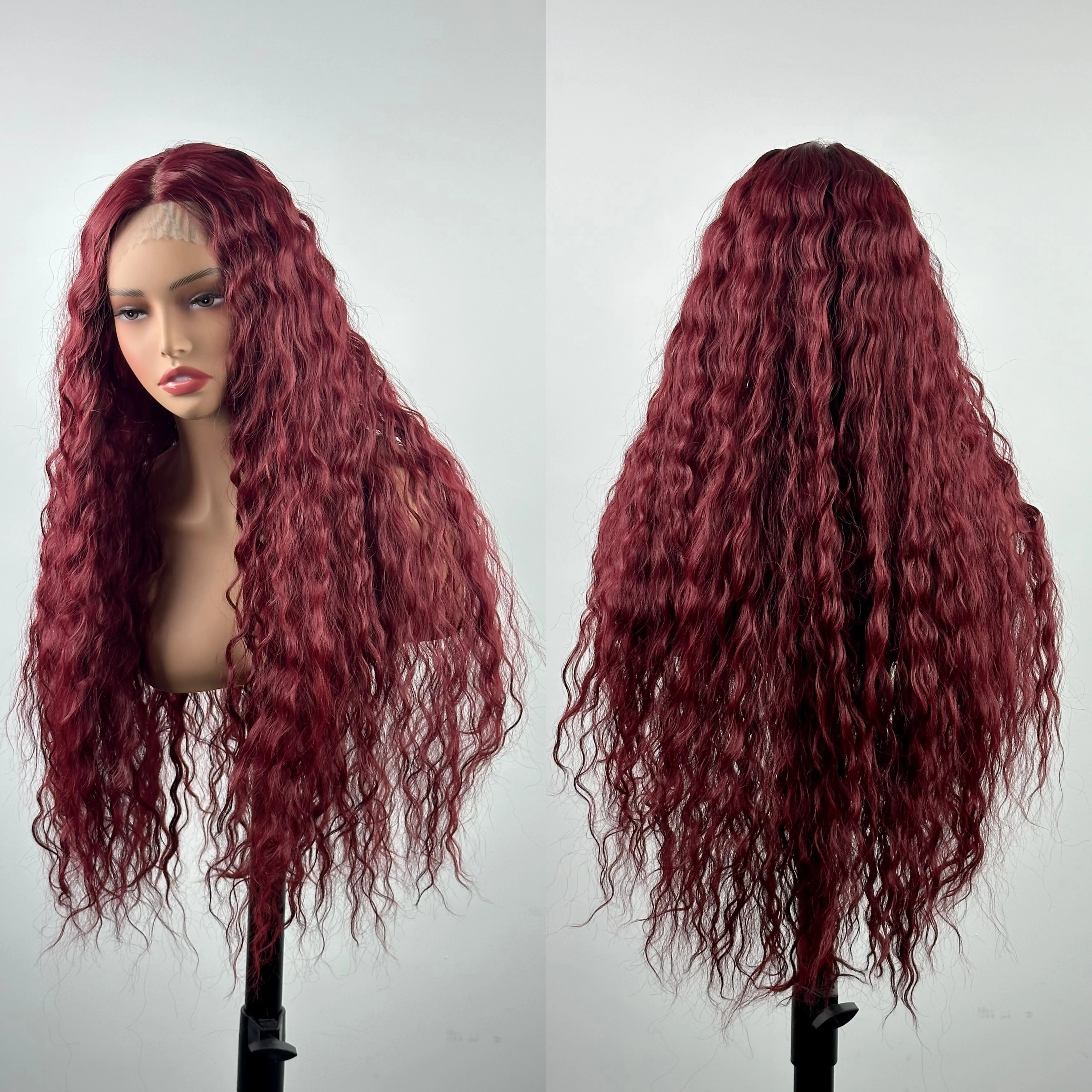 【Biggest Sale】Ourwigs Long Curly Lace Front Wigs for Women 26Inch Deep Wave Loose Wave 13x5x1 HD Transparent Lace Water Wave Frontal Synthetic Hair with Natural Hairline