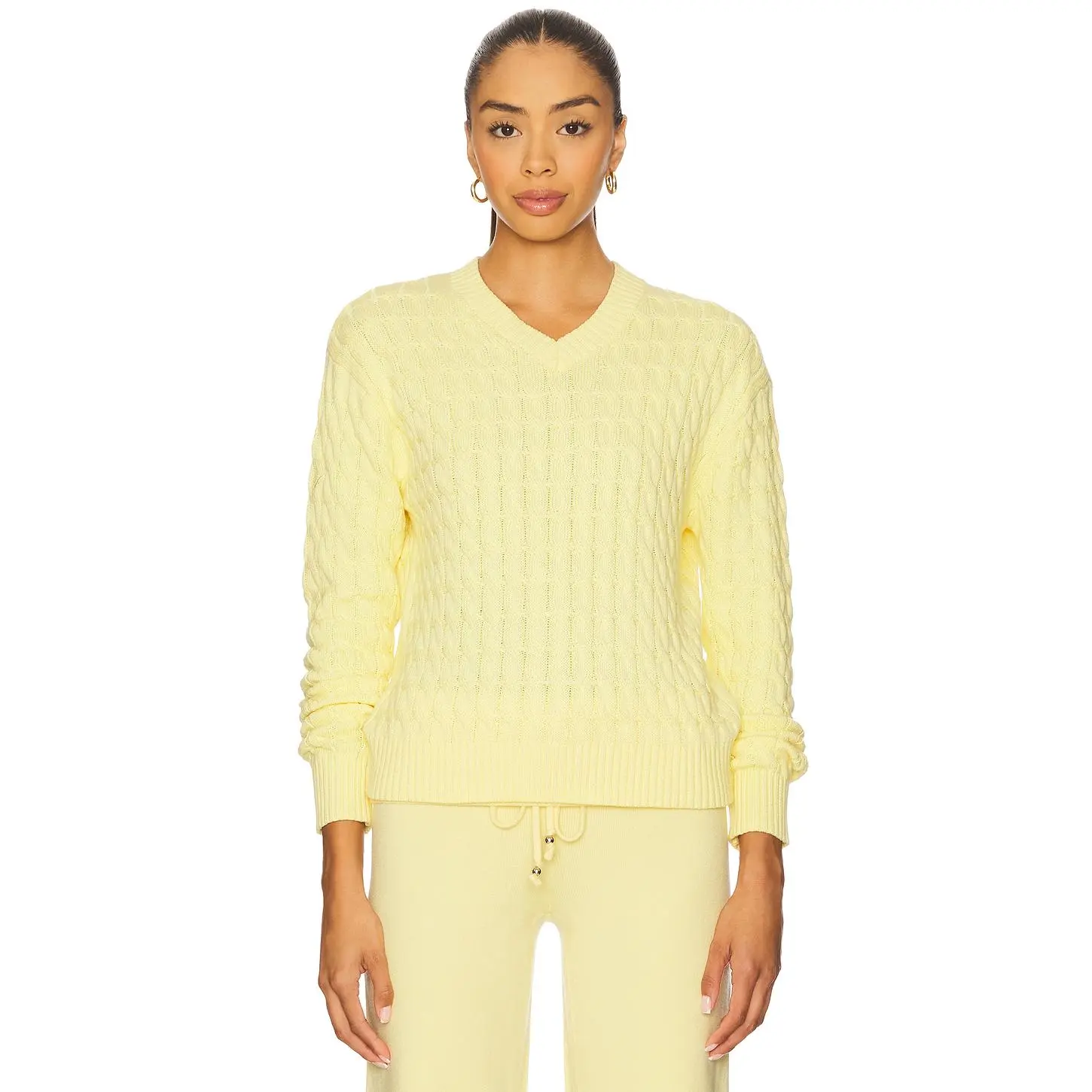 Frankies Bikinis Prince Cable Knit Sweater in Vanilla Sugar