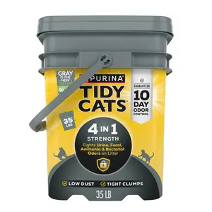 Purina  4-In-1 Clumping Cat Litter, Odor Control, Low Dust, 35 Lb. Pail