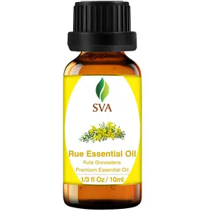 SVA Rue Essential Oil – 1/3 Fl Oz – 100% Natural Rue Oil - for Diffuser, Hair Care, Face, Skin Care, Aromatherapy, Scalp and Body Massage, Soap and Candle Making